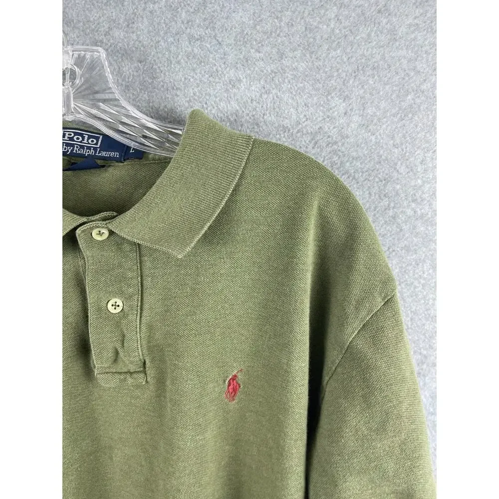 VTG Ralph Lauren Polo Shirt Men's L Green Short Sleeve Preppy Classic‎ Pullover